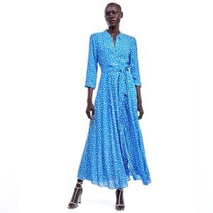 ZARA Women’s Marylin button down polka dot printed maxi dress🦋🦋